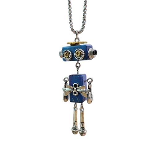 Lerpwige Halskette mit Roboter-Anhänger aus Holz, verstellbare Länge, Unisex, Schlüsselbeinkette, Lederschnur, Schmuck, stilvolles Geschenk, Roboter-Halskette, Einheitsgröße, Wie beschrieben, Wie von Lerpwige