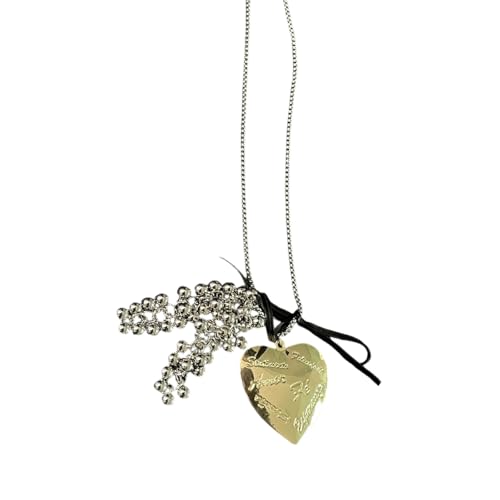 Lerpwige Halskette mit romantischem Initialen-Charm-Anhänger mit Perlenakzent, tragbar, stabile Legierung, Schmuck, ideale Geschenkideen, für den täglichen Gebrauch, Legierung, Statement-Halskette von Lerpwige