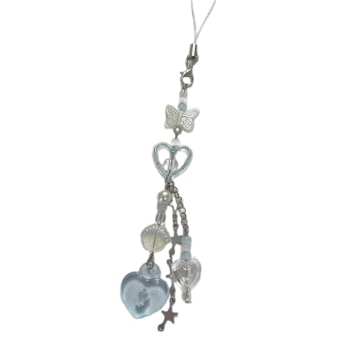 Lerpwige Handgefertigte Perlenkette Einzigartiger Herz Telefon Für Den Charme Functional Keychain Ornament Keyring Für Bag Geldbeutel Rucksack von Lerpwige