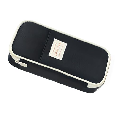 Lerpwige Hohe Kapazität Stifttasche Multifunktionales Federmäppchen Multi Fächer Marker Stift Organizer Kunstbedarf Organizer Tasche Multi Layer Oxford Federmäppchen, Schwarz von Lerpwige