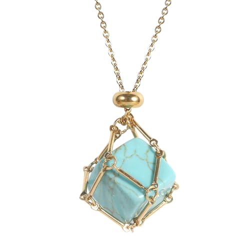 Lerpwige MODERNISTE Square Faceted Crystal Pendant Auf Segmentierte Kette Mit Innovativem Netto Retention Mechanismus Natürlicher Kristallglanzkette von Lerpwige