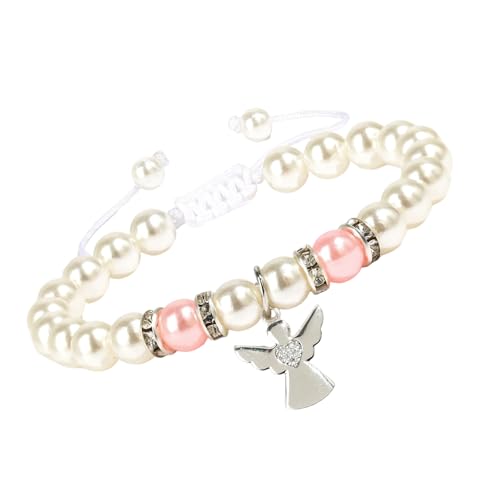 Lerpwige Mädchen Holy Communion Gift Set Engel Flügel Kreuzt Armband Mit Echten Perlen Dekorativ von Lerpwige