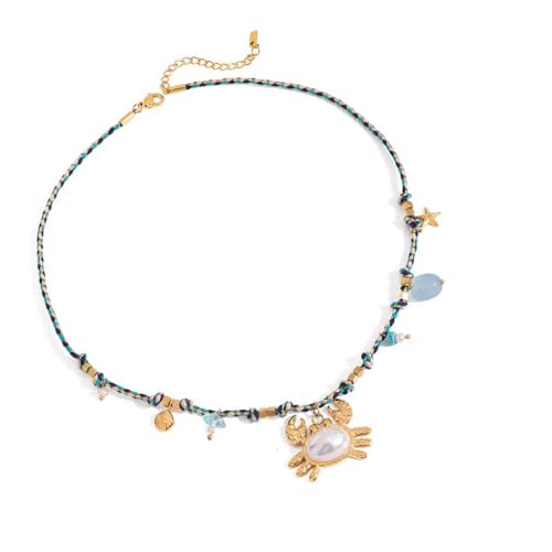 Lerpwige Minimalistische Muschel Neckkette Verstellbare Länge Buntes Seil Edelstahl Anhänger Halskette Freizeitkette Schmuck Schmuck Edelstahl von Lerpwige