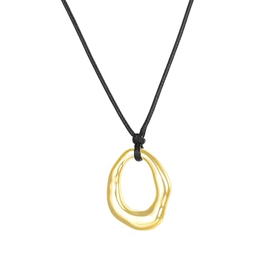 Lerpwige Mode Anhänger Halskette Mit Geometrischen Merkmalen Auf Komfortablen Wachskabel Stylish Women Juwelry Mode Charm Heart Charme von Lerpwige