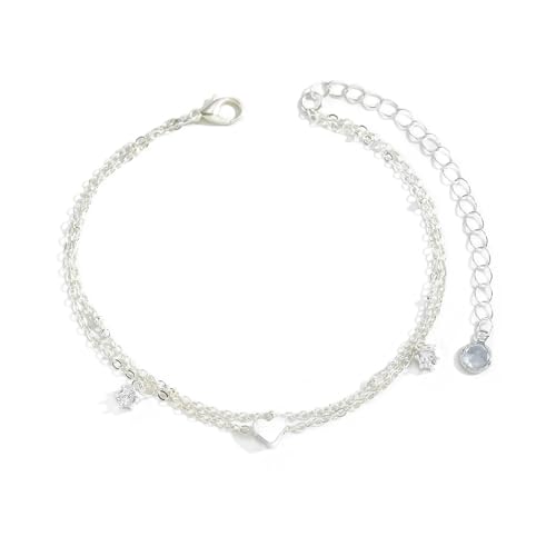 Lerpwige Mode Strandschmucklegierung Verstellbarer Fußkettchen Mit Elegantem Strasshartherzcharm Ideal Für Freizeitausflüge Beruf von Lerpwige