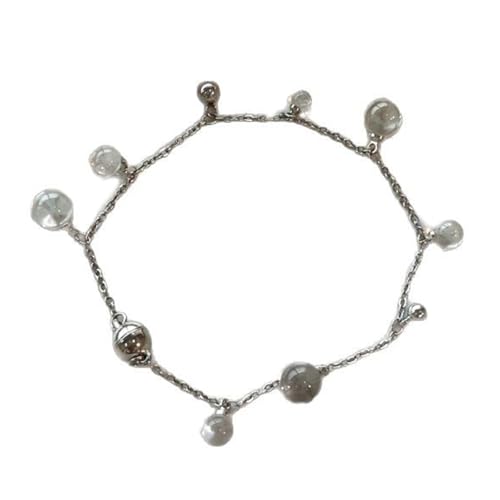 Lerpwige Mode Waterdrops Glass Anhänger Halskette Robustes Titaniumstahlkette Einfacher Eleganter Schmuck Für Tägliche Verschleiß Runden Glasanhänger Halskette von Lerpwige