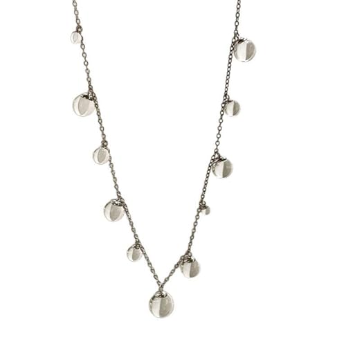 Lerpwige Mode Waterdrops Glass Anhänger Halskette Robustes Titaniumstahlkette Einfacher Eleganter Schmuck Für Tägliche Verschleiß Runden Glasanhänger Halskette von Lerpwige