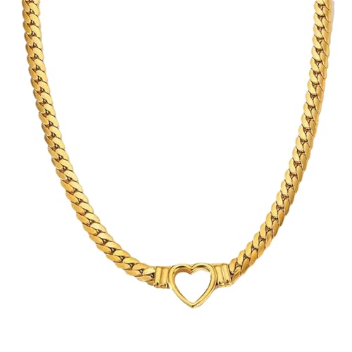 Lerpwige Moderne Halskette mit Herzanhänger, stilvolle Halskette, hohles Herz, Halsschmuck, Geschenk für Frauen, die Details lieben, Edelstahl, Einheitsgröße, Wie beschrieben, Wie beschrieben von Lerpwige