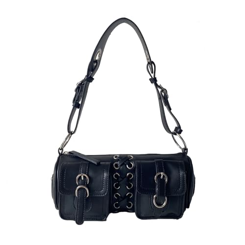 Lerpwige Moderne Handtasche PU Leder Schultertaschen Trendy Zylinder Unterarmtasche mit Doppeltaschen für den täglichen Gebrauch Doppeltasche Geldbörse von Lerpwige