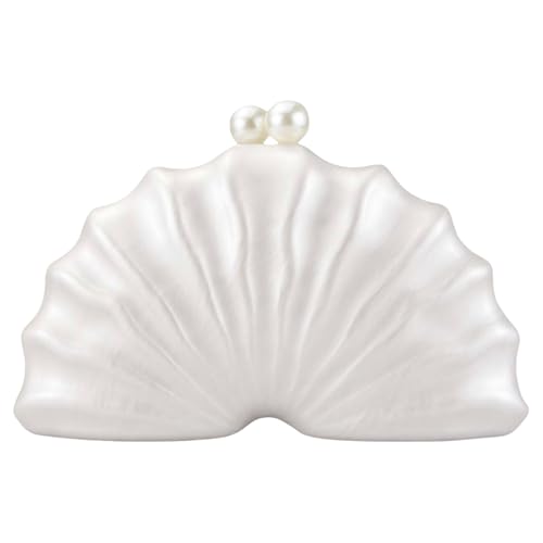 Lerpwige Modische Acryl-Abendtasche in Muschelform, Umhängetasche, Bankett, Crossbody-Tasche für Hochzeiten und Cocktailpartys, Acryl-Clutch, Perlmutt, One Size von Lerpwige