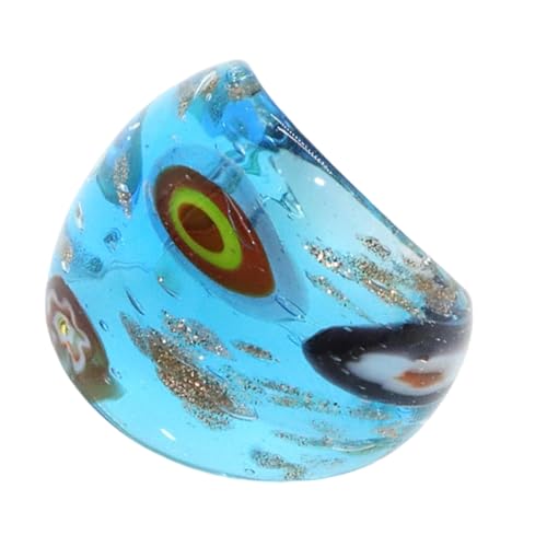 Lerpwige Modische Glasringe Mit Ethnischen Mustern Und Goldenen Sandfinger Ringen Schmuck Accessoire Für Partys Und Festliche Event Festival Schmuck von Lerpwige