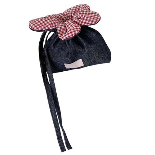 Lerpwige Modische Jeans-Umhängetasche, Handytasche, geräumiger Innenraum, raffinierte Kordelzug-Schultertasche für Damen und Mädchen, kompakte Reisetasche, Schwarzer Cowboy, One Size von Lerpwige