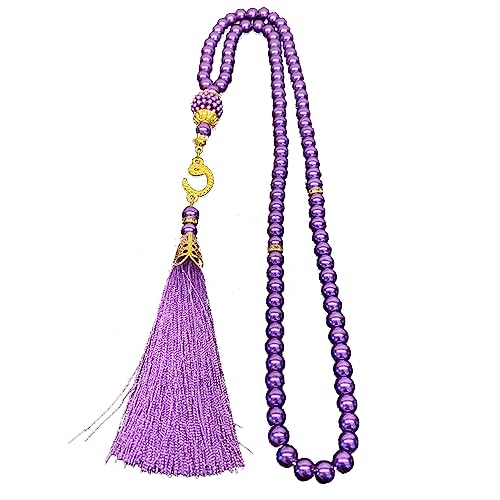 Lerpwige Muslime Gebetsperlen Handarmband Imitation Perlen Tassels 99 Rosenkranz Religiöse Schmuck Geschenke Für Männer Frauen Muslims Festival von Lerpwige
