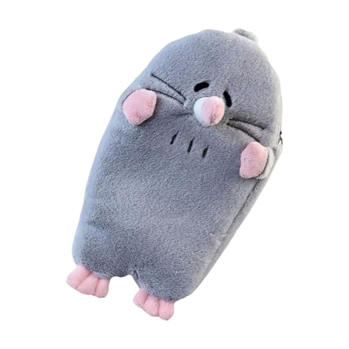 Lerpwige Niedliches Tier-Federmäppchen, Plüsch-Federmäppchen, Stifteetui, Make-up-Tasche, Cartoon-Maulwurf-Bleistiftbeutel für Kinder und Mädchen, grau von Lerpwige