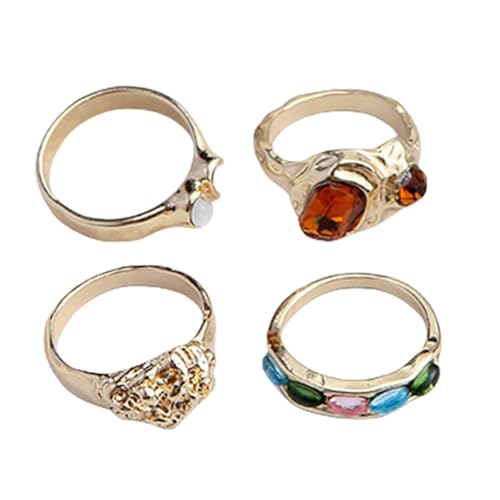 Lerpwige Packung Mit 4 Vielseitigen Harzfinger Ringen Set Gold Oder Silber Kombiniert Und Farbenfrohe Faktoren Für Eine Charakteristische Anziehungskraft Individuelles Schmuckgeschenk von Lerpwige
