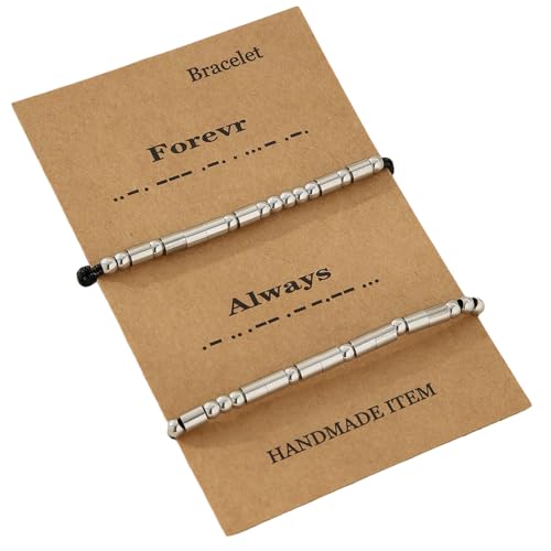 Lerpwige Packung Von 2 Handgefertigtem Morsecode Armband Künstlerisches Armband Perlenarmband Geeignet Für Einzigartige Stile Und Modische Verschleiß von Lerpwige