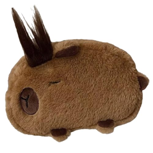 Lerpwige Robuste Plüsch-Capybaras Schreibwarenbeutel, multifunktional, weiche Aufbewahrung für Bürobedarf und Kosmetik, den täglichen Gebrauch, Kaffeebraun von Lerpwige