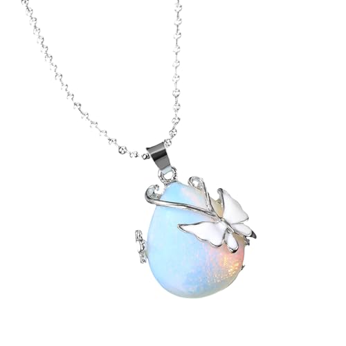 Lerpwige Schmetterlingskristall Halskette Mit Amethyst Gemstones Drop Anhänger Schlangekette Kette Charm Für Formelle Event Party Verschleiß Kristall Statement Halskette von Lerpwige