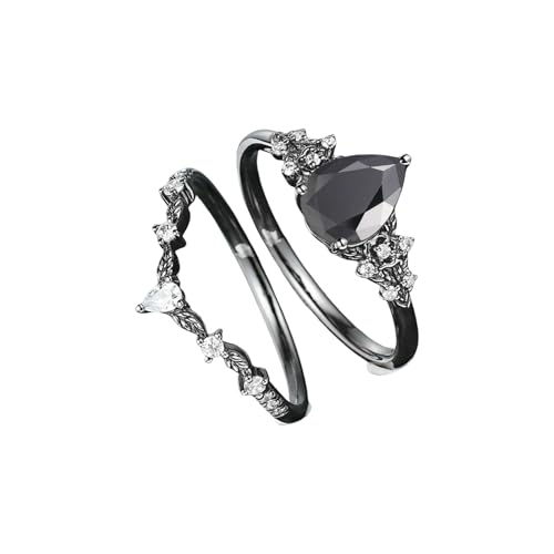 Lerpwige Schwarze Zirkonia Ringe Zeitgenössischer Leichtmetallschmuck Für Verstellbare Größen Frauen 6 10 Unterschiedliche Gothic Fashion Accessoire Verstellbare Schwarze Ringe von Lerpwige