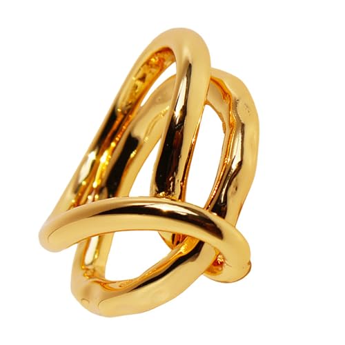 Lerpwige Stilvolle, doppelreihige abstrakte Ringe, eleganter Ring, einzigartiger Schmuck, künstlerische Messingstruktur, geeignet für Langlebigkeit und täglichen Gebrauch, Einheitsgröße, Wie von Lerpwige