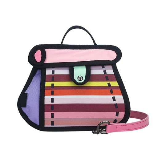 Lerpwige Stilvolle 2D-Cartoon-Canvas-Tasche, Umhängetasche, lässige Umhängetasche, Handtasche für Anime-Enthusiasten und Trendsetter, kompakte Reisetasche, B, One Size von Lerpwige