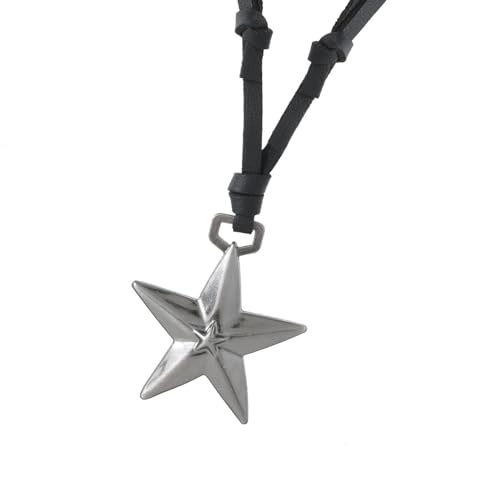 Lerpwige Stilvolle Stern-Halskette, verstellbare Seil-Halskette, verleiht jedem Outfit einen Hauch von Individualität, Leder und Legierung, verstellbarer Sternanhänger, Einheitsgröße, Wie beschrieben von Lerpwige