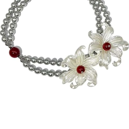 Lerpwige Stylische Frauen Halskette Verfügt Über Elegante Perlenblumen Verstellbarer Kettenzubehör Für Komfort Und Vielseitigkeit Perlen Blumenkette von Lerpwige