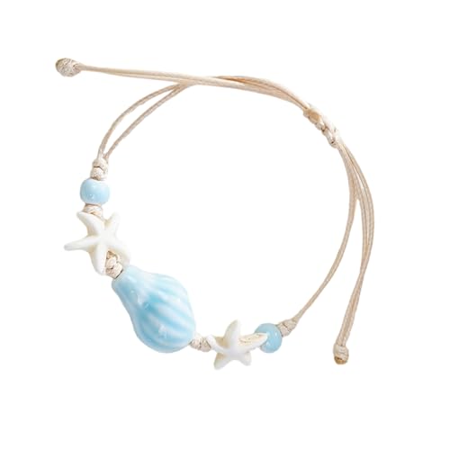 Lerpwige Stylish Shell Inspirierte Handgefertigte Verstellbare Armreif Für Mädchen Strand Schmuck Keramik Perlen Styles Armband Einzigartige Keramik Beach Armband Für Frauen von Lerpwige