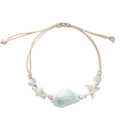 Lerpwige Stylish Shell Inspirierte Handgefertigte Verstellbare Armreif Für Mädchen Strand Schmuck Keramik Perlen Styles Armband Einzigartige Keramik Beach Armband Für Frauen von Lerpwige