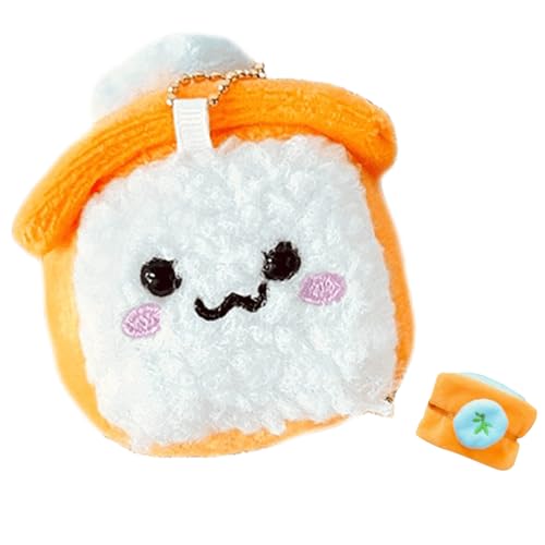 Lerpwige Stylish Sushi Stoffteed Bag Charme Taschengröße Plüschbeutel Anhänger Autoschlüsselpreis Schlüsselbund Für Kulinarische Enthusiasten Plüsch Sushi Keychain von Lerpwige
