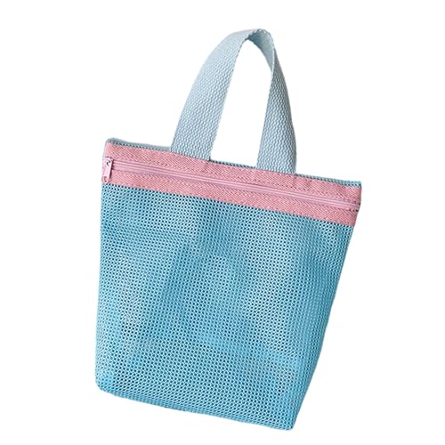Lerpwige Summers Mesh Beach Toted Bag Swimming Pooltasche Organisatoren Falten Reisetoildern Tragbarer Kosmetik von Lerpwige
