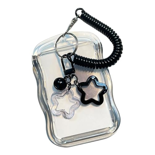 Lerpwige Transparenter Kartenhalter mit Federschnur, transparenter Kartenschutz, wasserabweisend, Kartenhüllen für Visitenkarten, Kreditkarten, Schwarz von Lerpwige