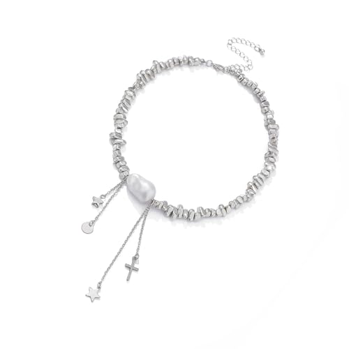 Lerpwige Trendige unregelmäßige Perlen-Halskette, raffinierte Perlenkette für Frauen, die zeitlose Eleganz schätzen, Damenkette, Einheitsgröße, Wie beschrieben, Wie beschrieben von Lerpwige