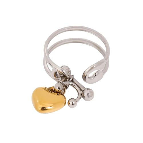 Lerpwige Trendy Edelstahl Gold Herz Anhänger Eröffnungsringe Accessoire Für Frauen Komfortable Kleidung Und Zeit Verwenden Trendige Frauenringe von Lerpwige