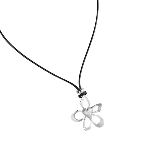 Lerpwige Verstellbare, hohle Schlüsselbein-Halskette für Damen, handgefertigt, schwarze Wachsschnur, florale Halskette, Schmuck, lässig, formelles Schmuck-Accessoire von Lerpwige