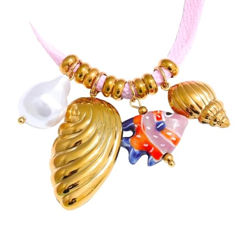 Lerpwige Verstellbare Böhmische Halskette Edelstahl Gold Plattiert Perlen Hals Schmuck Colarmbone Kette Für Urlaubsgoldplatt Halskette Für Die Reise von Lerpwige