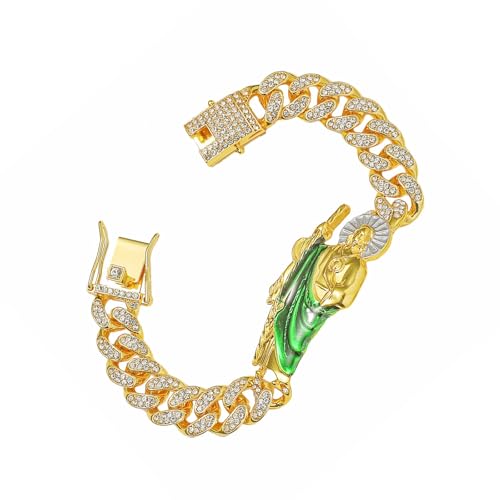 Lerpwige Verstellbare Länge Diamant Geschrustes Religiöses Armband Hip Hop Kubaner Linkkette Handchain Schmuck Für Hip Hop Lüfter von Lerpwige