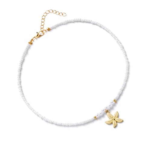 Lerpwige Verstellbare Seestarfishes Halskette Perlen Perlendesigns 4 Stile Für Lässige Und Abendliche Outfits Seestarfish Anhänger Halskette von Lerpwige