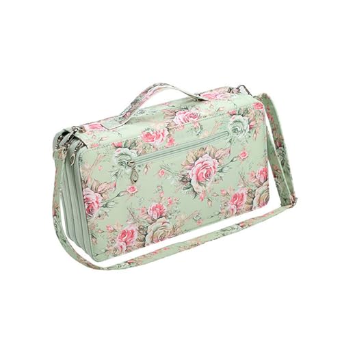 Marker-Aufbewahrungstasche mit 120 Fächern, verstellbarer Schultergurt, hohe Kapazität, Marker-Organizer, Tragetasche für Künstler, lichtgrün von Lerpwige