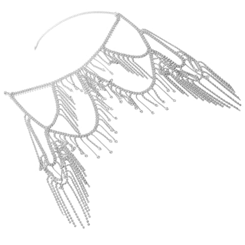 Mehrschichtige Fransen-Schulterkette, Körperschmuck mit Kristall-Strasssteinen für Frauen, Party, Hochzeit, Accessoires, Strass, Körperschmuck für Frauen, Einheitsgröße, Wie beschrieben, Wie von Lerpwige