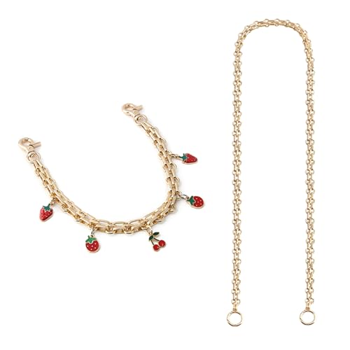 Metall Blumen Erdbeer Herzkette Dekoration Für Stilvolle Tasche Oder Handtasche Geldbörse Und Praktische Verwendung von Lerpwige