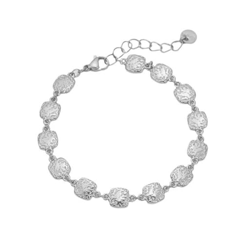 Lerpwige Mode Gold Oder Silber Hämmerung Quadratisches Armbandschmuck Für Partys Und Tägliche Outfits Edelstahlarmband Geeignet von Lerpwige