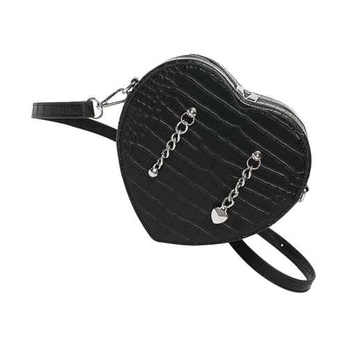Mode Herzstile Schwarze Umhängetasche PU Leder Crossbody Taschen Casual Travel Satchel Geldbörse Für Daten Und Partys Einfache Styles Crossbody Tasche von Lerpwige