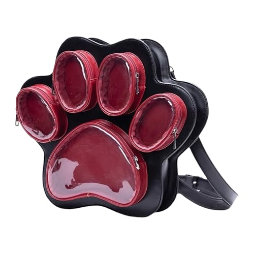 Modische Katzen Pfotenform Umhängetasche Mit Geräumiger Stauraum Und Hardware PU Lederschule Stuedent Backpac Ästhetik Crossbody Tasche von Lerpwige