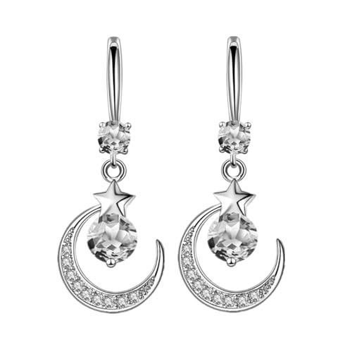 Mond- und Stern-Ohrringe, stilvolle Tropfen-Ohrringe, Anhänger, Modeschmuck, Legierung, Textur für passende modische Outfits, trendiges Damen-Accessoire, Einheitsgröße, Wie beschrieben, Wie von Lerpwige