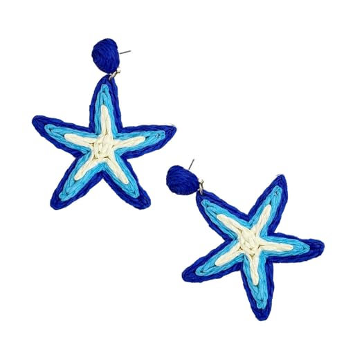 Praktische Strand-Seestern-Kreolen, einzigartige geometrische Designs, tragbare baumelnde Ohrringe für stilvolle Frauen, handgemachter Bast, Einheitsgröße, Wie beschrieben, Wie beschrieben von Lerpwige