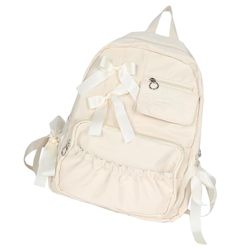 Preppy Styles Große Kapazität Nylon Rucksack Für Teen Girls Anime Plissee Pocket School Book Tasche Mit Bowknot Decors Student Rucksack von Lerpwige