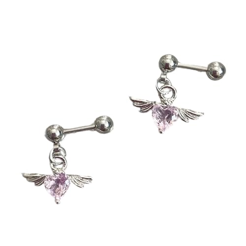 Silberton Edelstahl Angel Heart Ohrschstene Mode Schmuckohrzubehör Perfekt Für Tägliche Outfits Moderner Edelstahl Liebesohrringe Für Teenager von Lerpwige