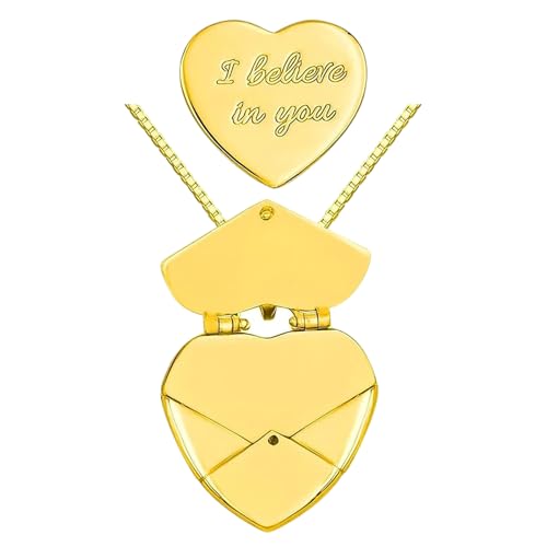 Stabile Edelstahl-Herz-Medaillon-Halskette für moderne Frauen, suchen einzigartige und bedeutungsvolle Schmuck-Accessoires, Herz-Halskette, I believe in you, Wie beschrieben, Wie beschrieben von Lerpwige