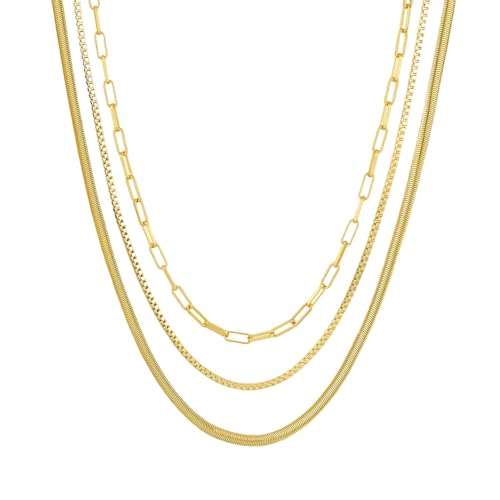 Stilvolle Lagen-Halskette, moderne Damen-Halskette, eleganter Statement-Schmuck, Edelstahl-Textur, für Mode-Liebhaber, Party, Abend, Einheitsgröße, Wie beschrieben, Wie beschrieben von Lerpwige